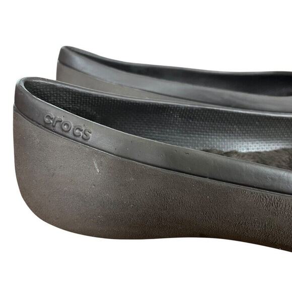 Crocs Mammoth Ballet Flats Fur Lined Dark Brown Round Toe Slip On Shoes sz 7 - Picture 12 of 16